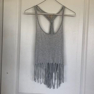 Hollister Grey Fringe Crop Tank Top